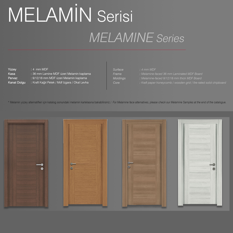 Melamin Serisi Yangına Dayanıklı Kapılar – Dayanıklı Yapı, Fonksiyonel Tasarım, Güvenli Kullanım